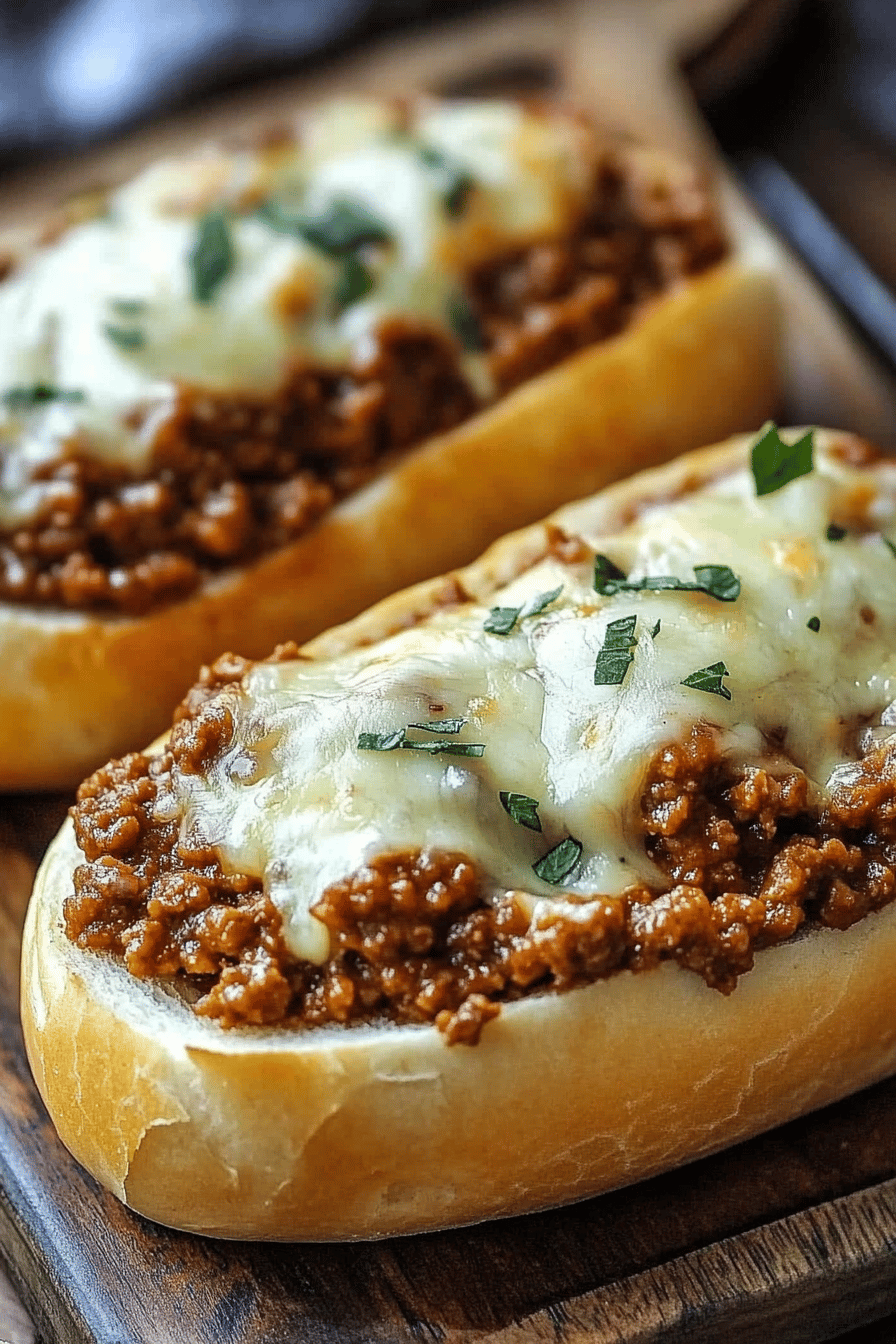 Garlic Bread Sloppy Joes slice on plate showing perfect texture and swirl pattern