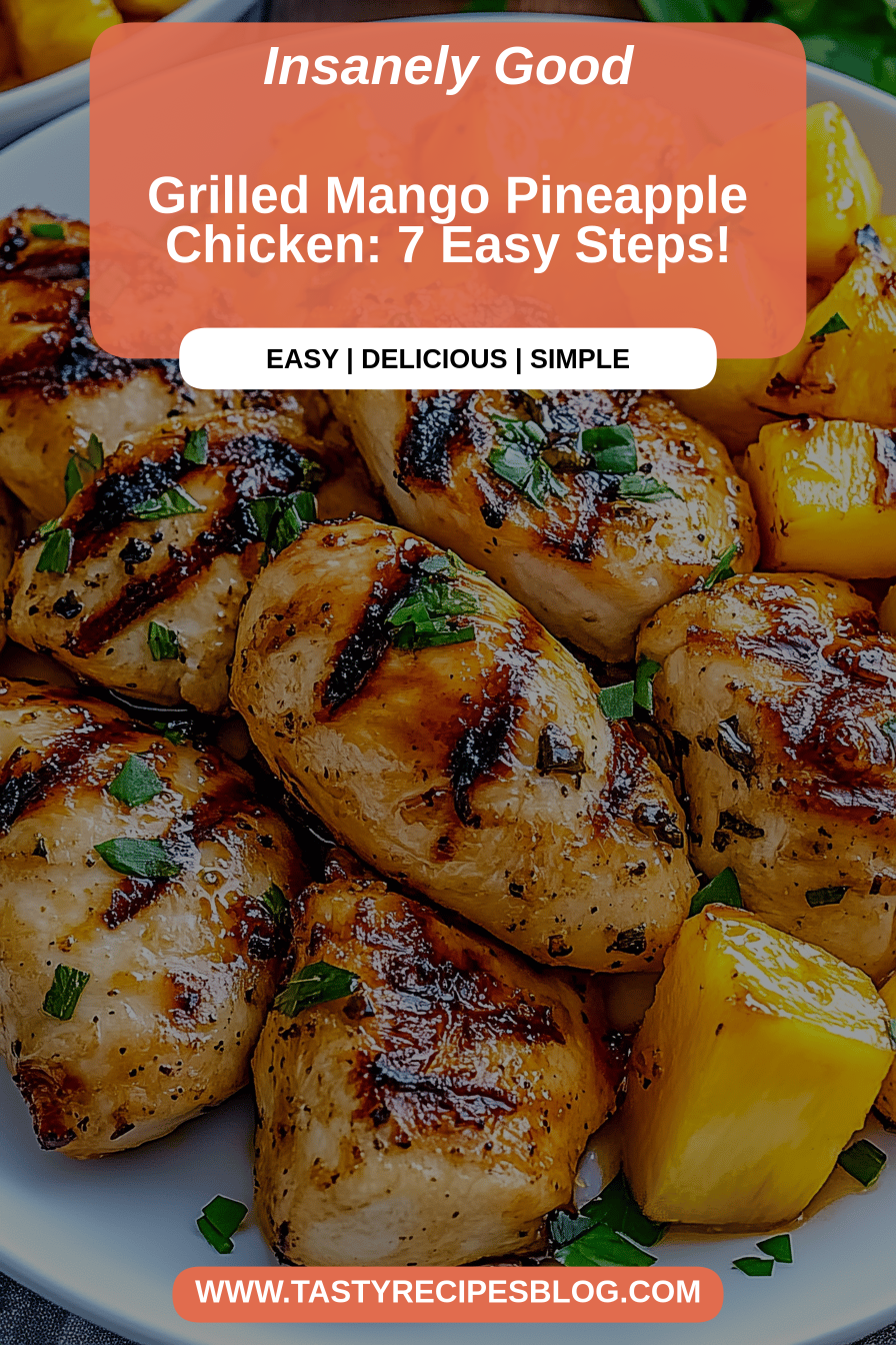 Grilled Mango Pineapple Chicken final dish beautifully presented and ready to serve