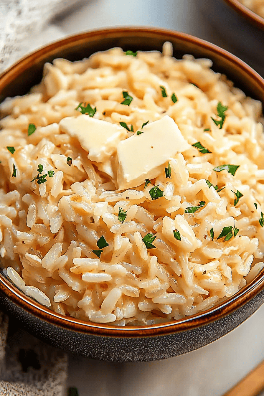 Instant Pot Chicken Rice slice on plate showing perfect texture and swirl pattern