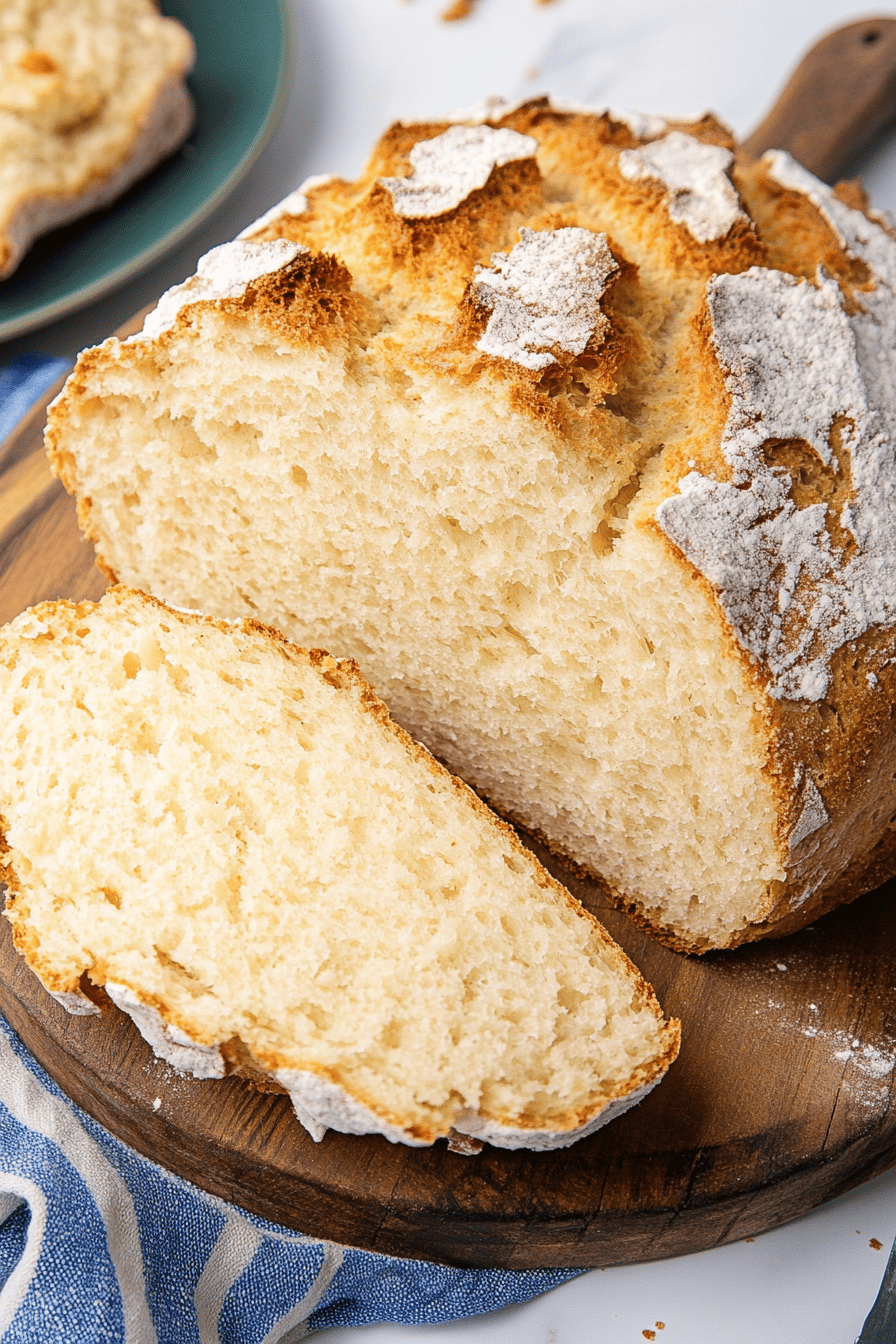 Irish soda bread slice on plate showing perfect texture and swirl pattern