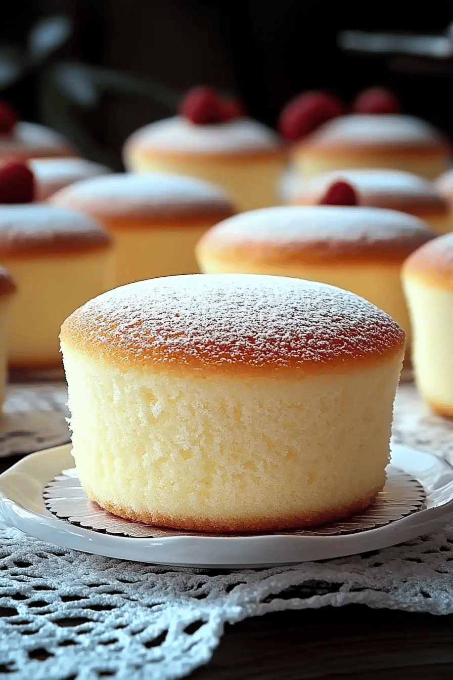 Japanese Cotton Cheesecake slice on plate showing perfect texture and swirl pattern