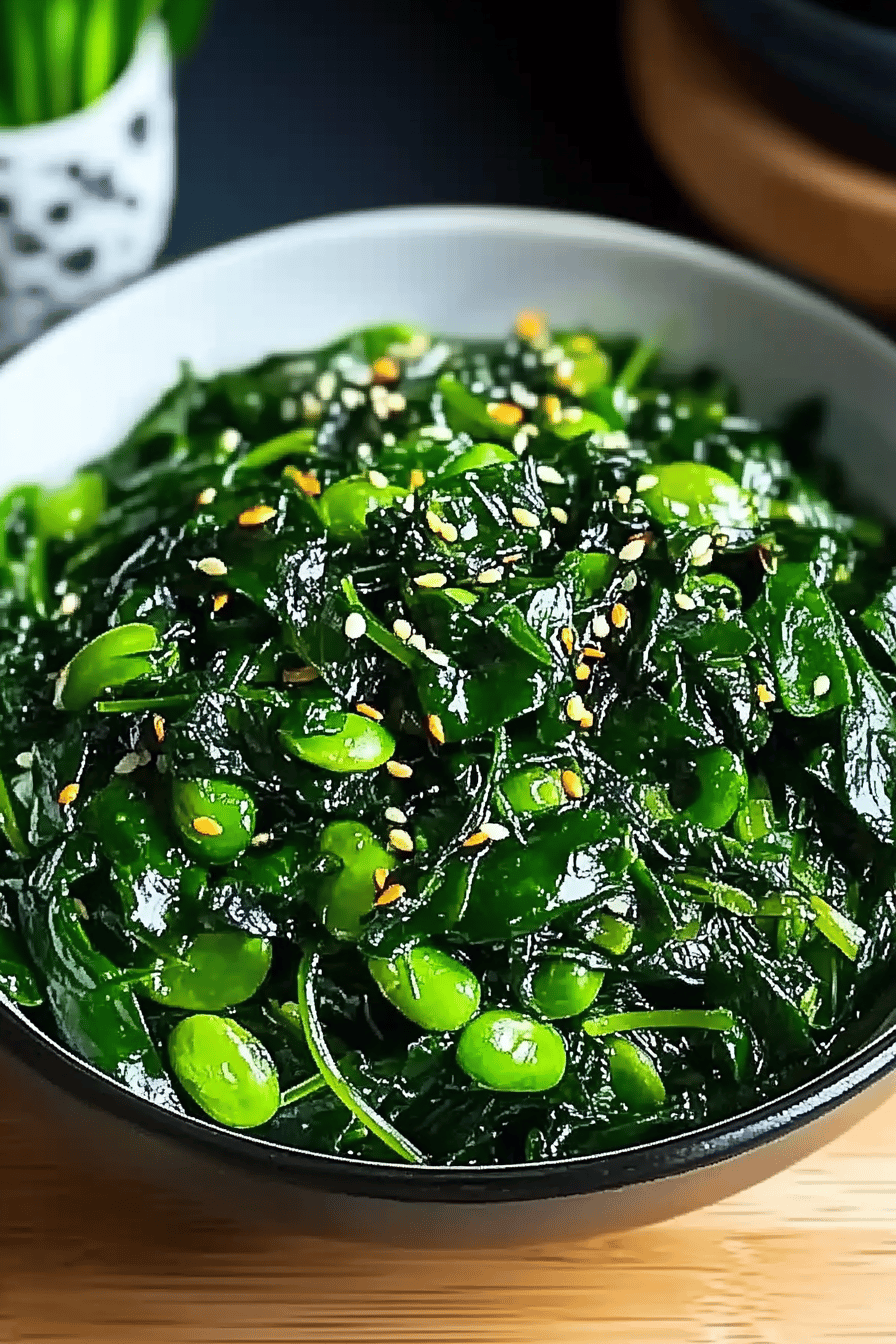Korean spinach ingredients organized and measured on kitchen counter