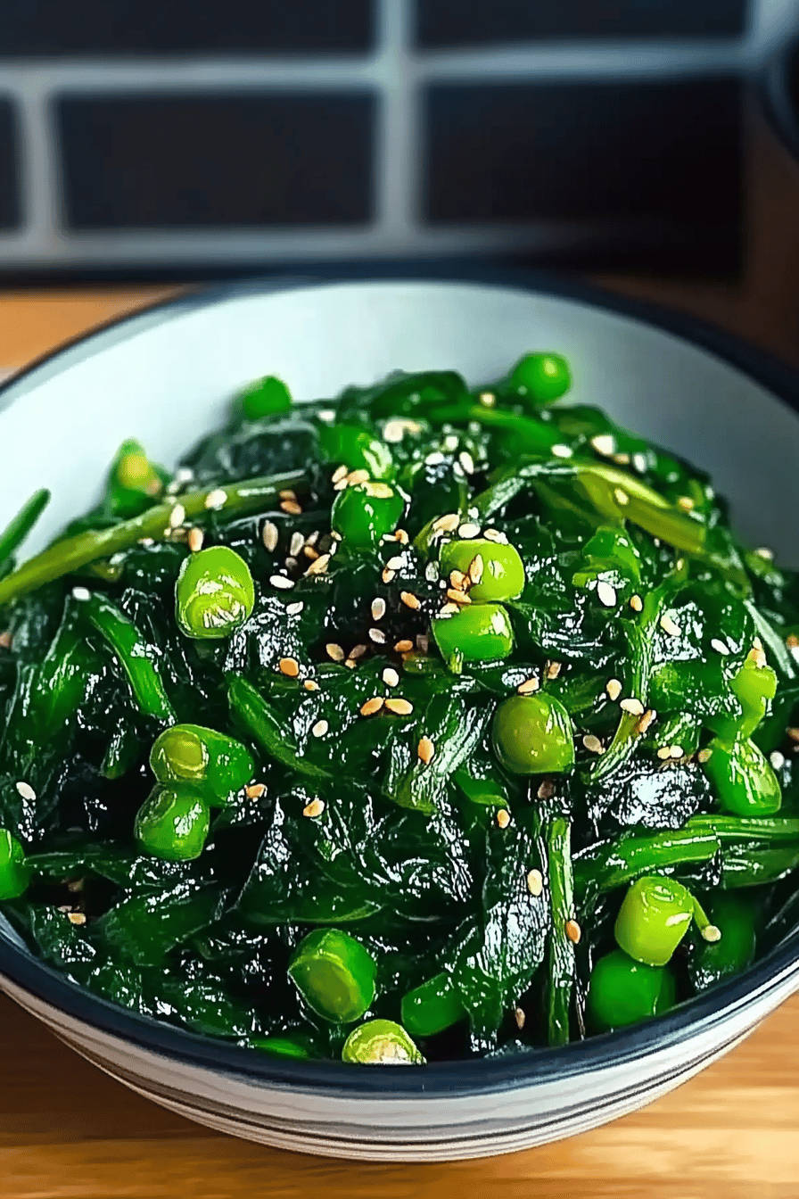 Korean spinach slice on plate showing perfect texture and swirl pattern