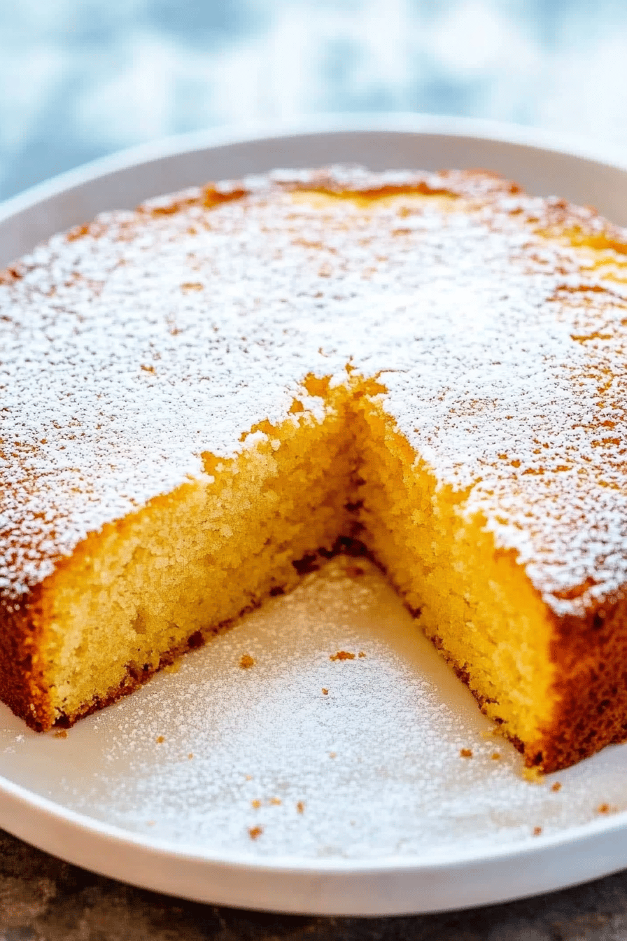 Olive oil cake ingredients organized and measured on kitchen counter