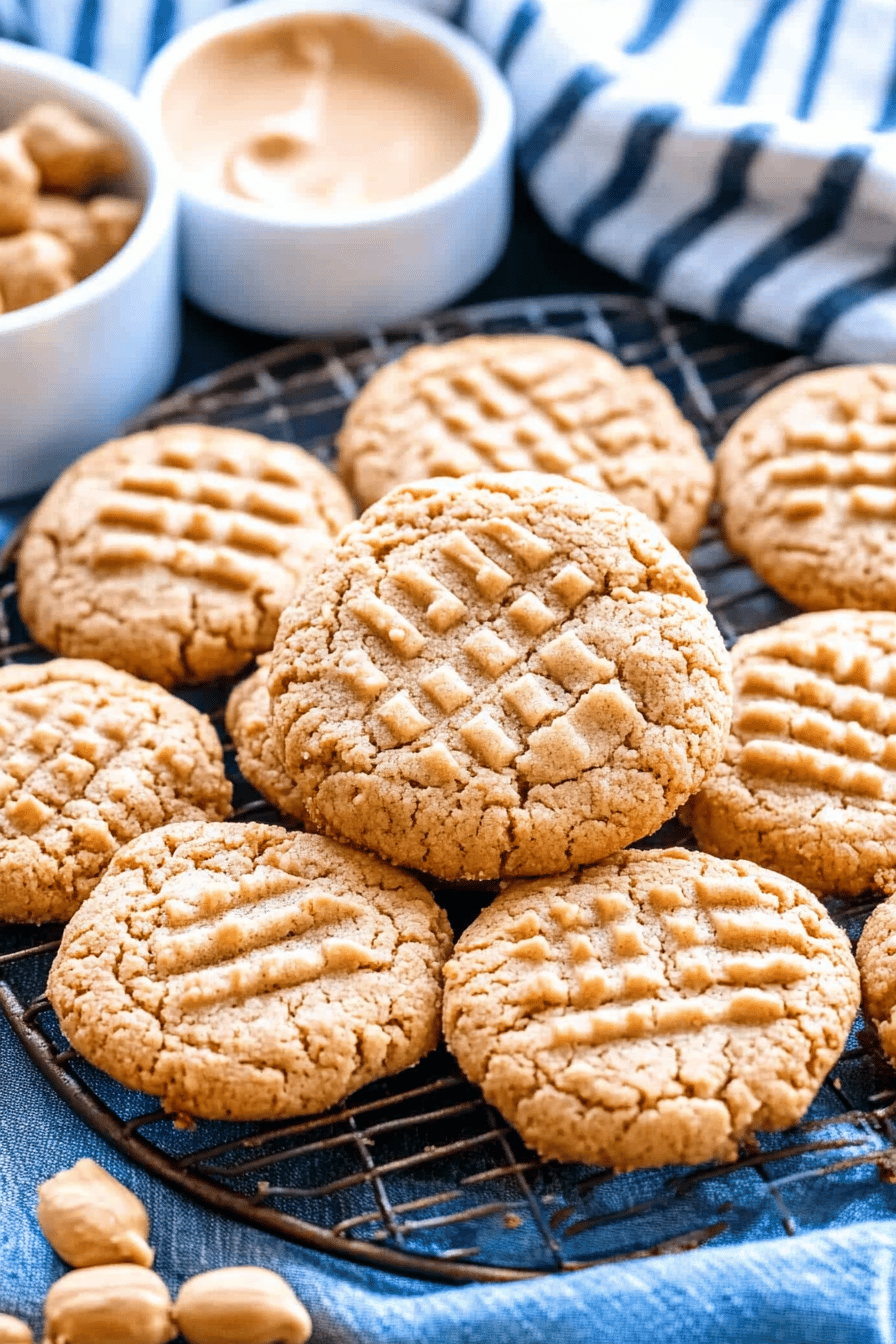 Peanut Butter Cookies ingredients organized and measured on kitchen counter