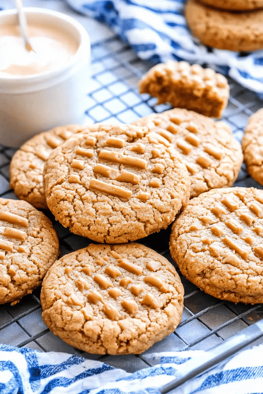 Peanut Butter Cookies slice on plate showing perfect texture and swirl pattern