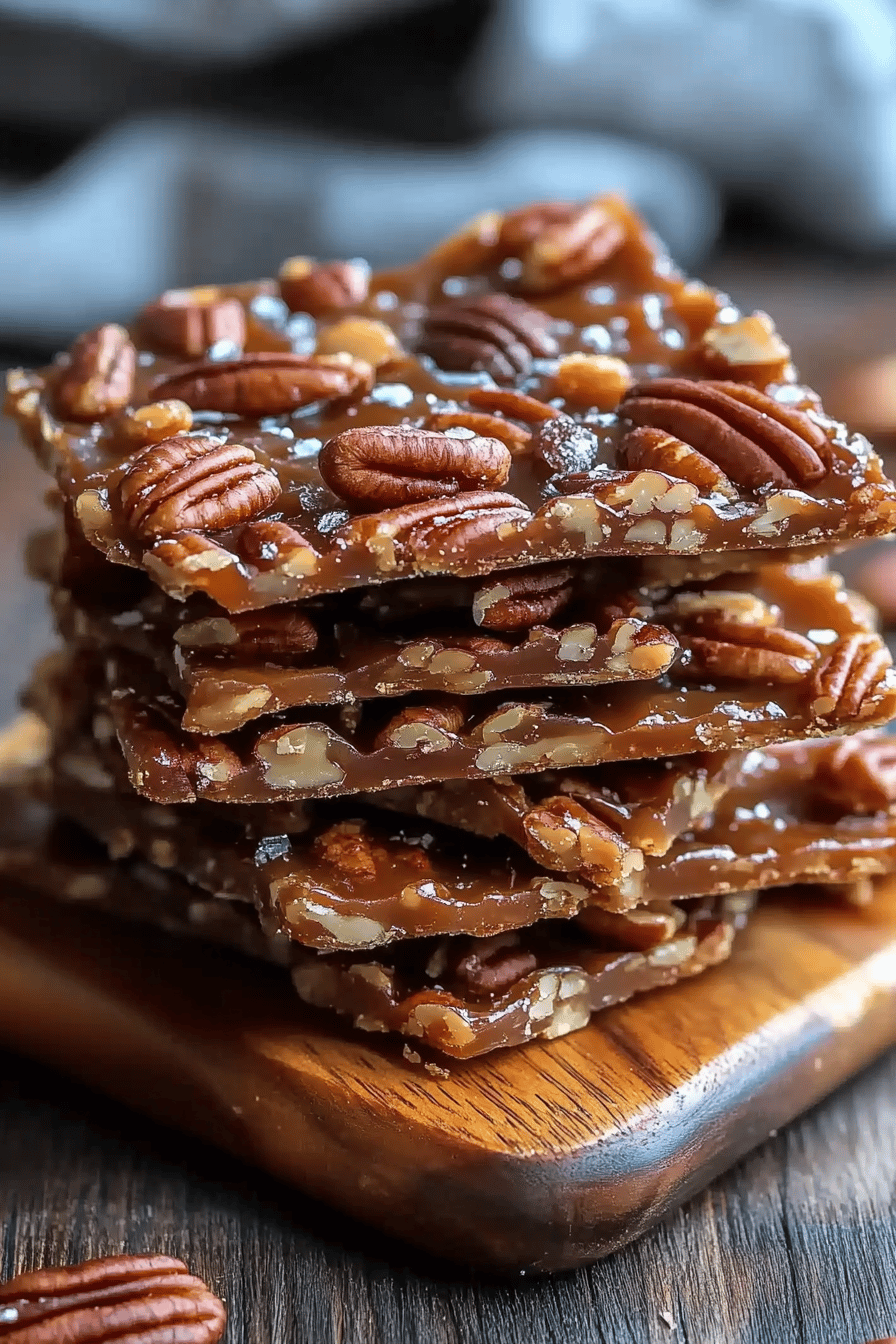 Pecan pie bark slice on plate showing perfect texture and swirl pattern