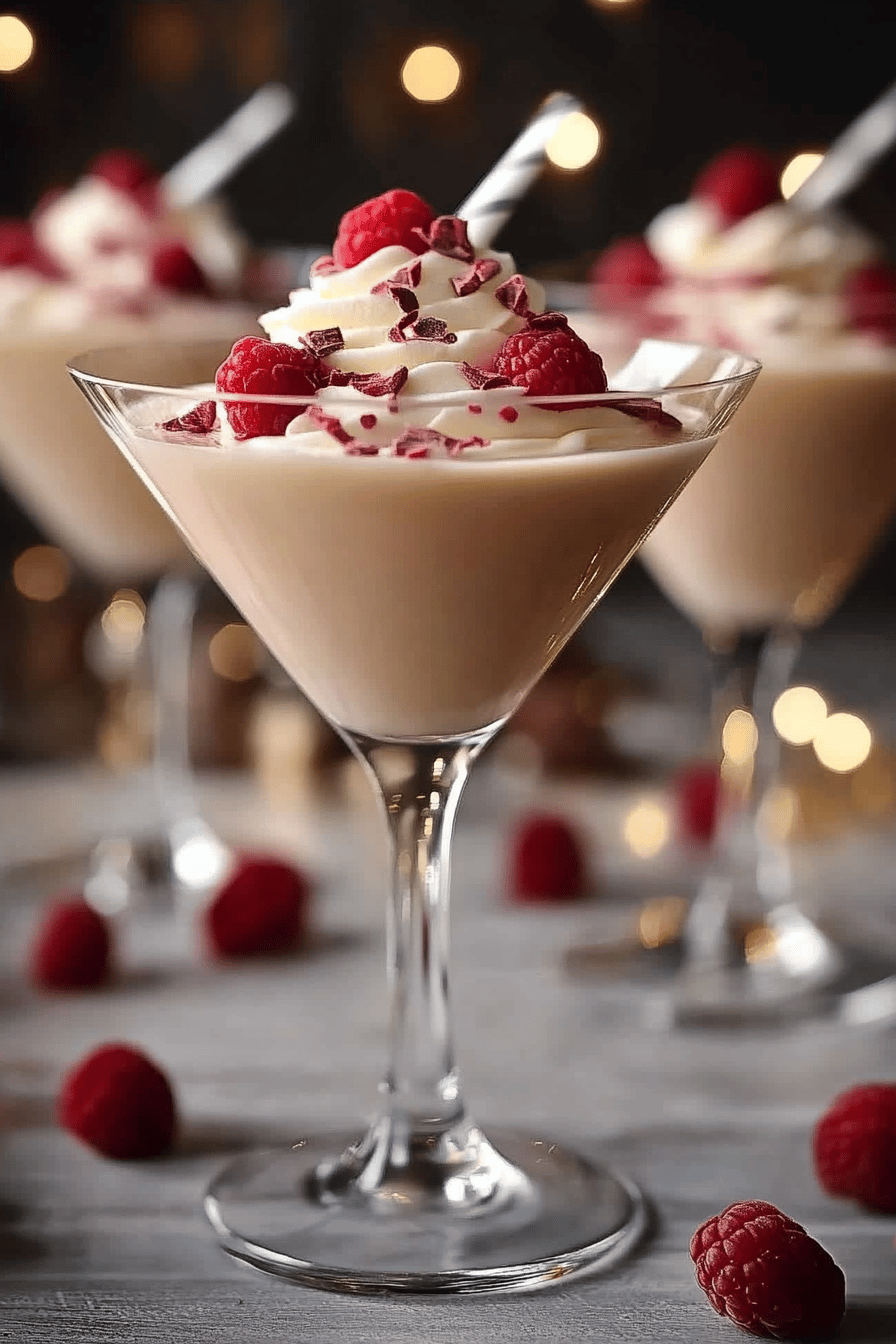 Raspberry White Chocolate Martini ingredients organized and measured on kitchen counter