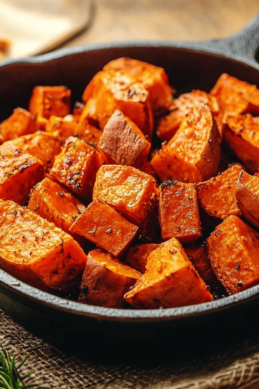 Roasted Sweet Potatoes ingredients organized and measured on kitchen counter