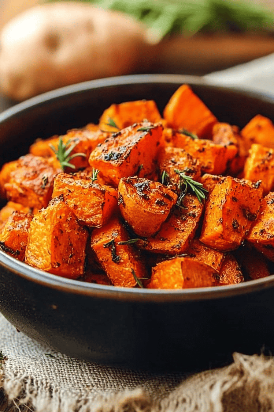 Roasted Sweet Potatoes slice on plate showing perfect texture and swirl pattern