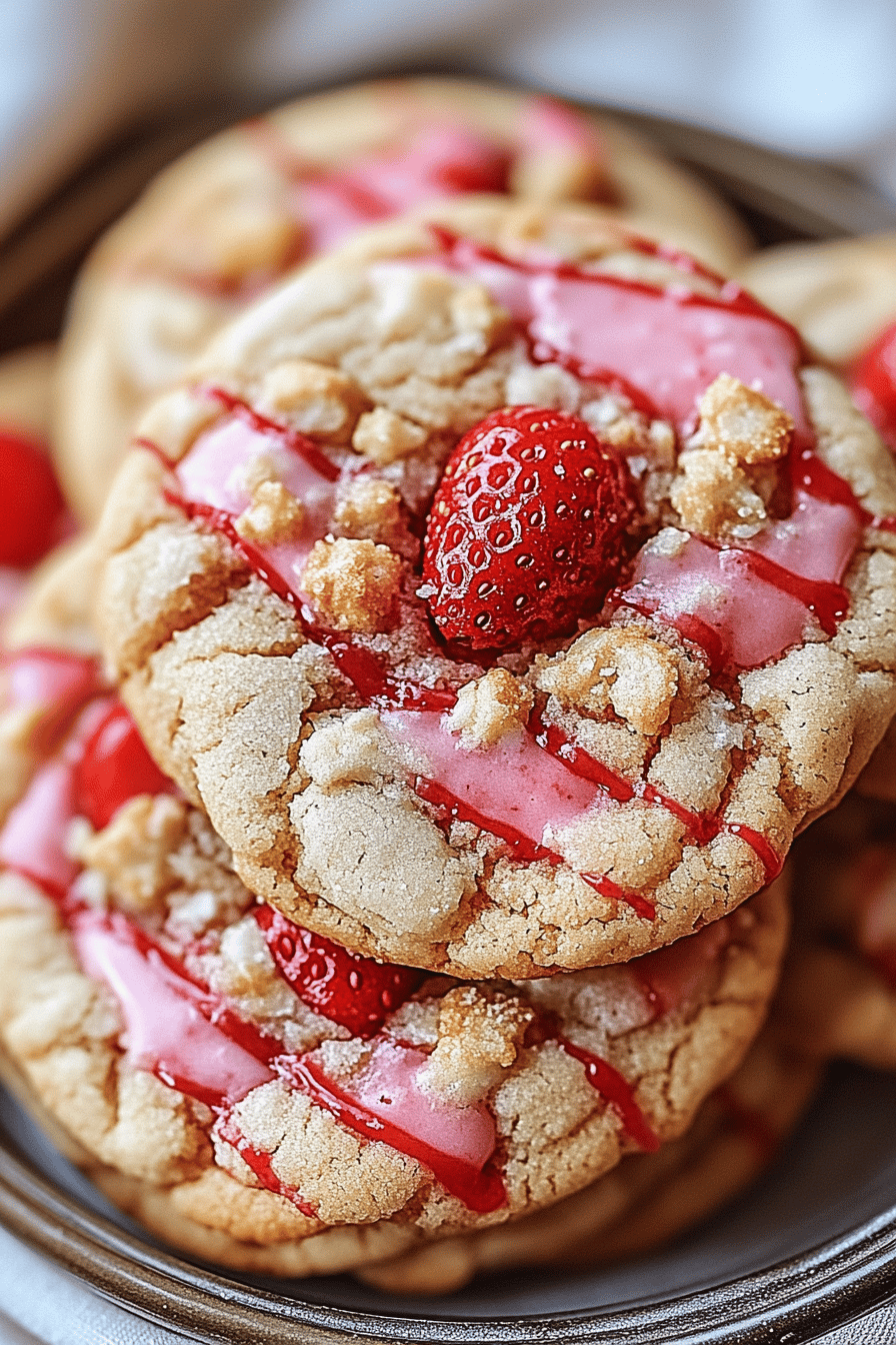 Strawberry crunch cookies ingredients organized and measured on kitchen counter