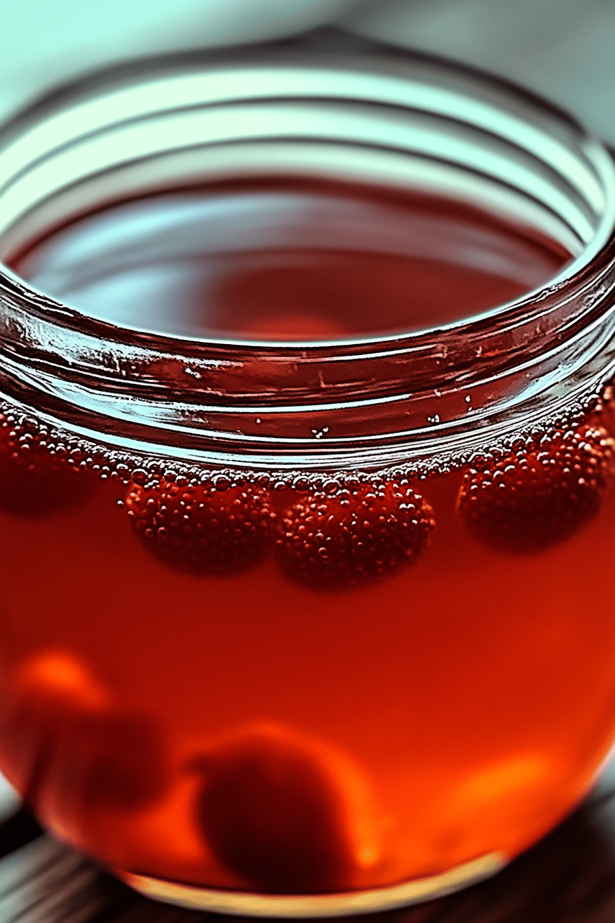 Strawberry syrup recipe slice on plate showing perfect texture and swirl pattern