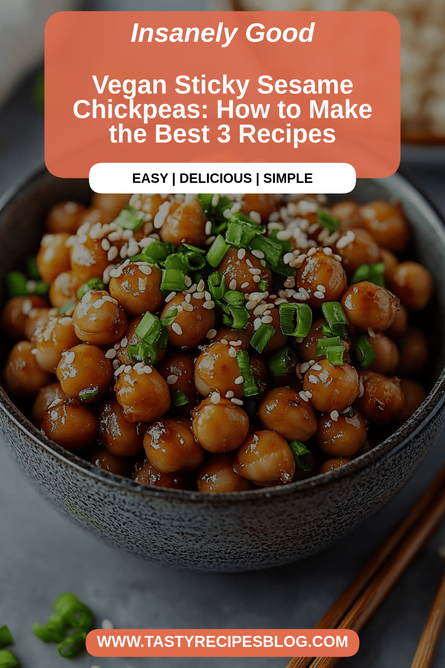 Vegan sesame chickpeas final dish beautifully presented and ready to serve