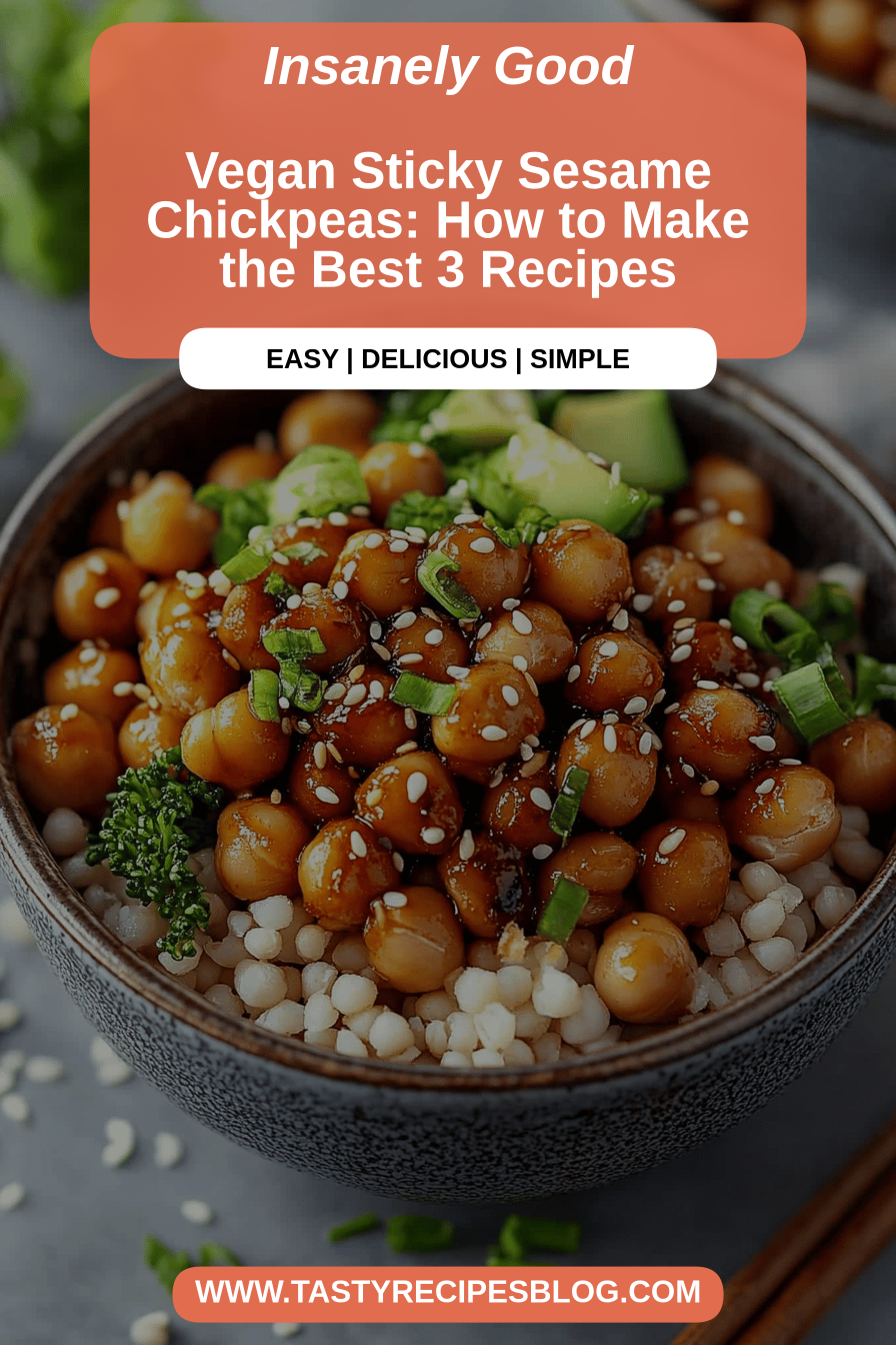 Vegan sesame chickpeas final dish beautifully presented and ready to serve