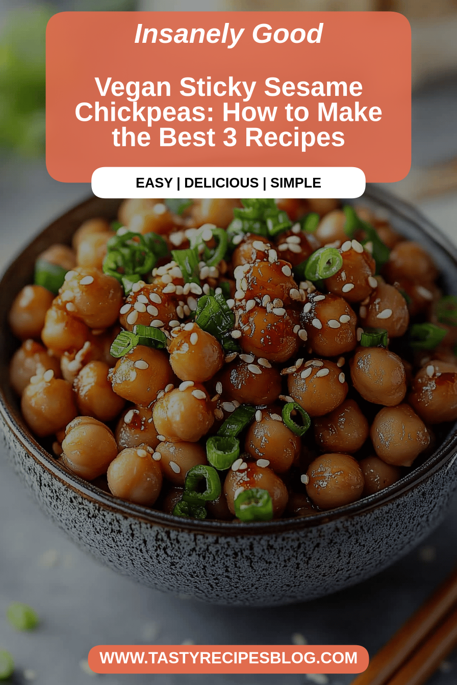 Vegan sesame chickpeas final dish beautifully presented and ready to serve