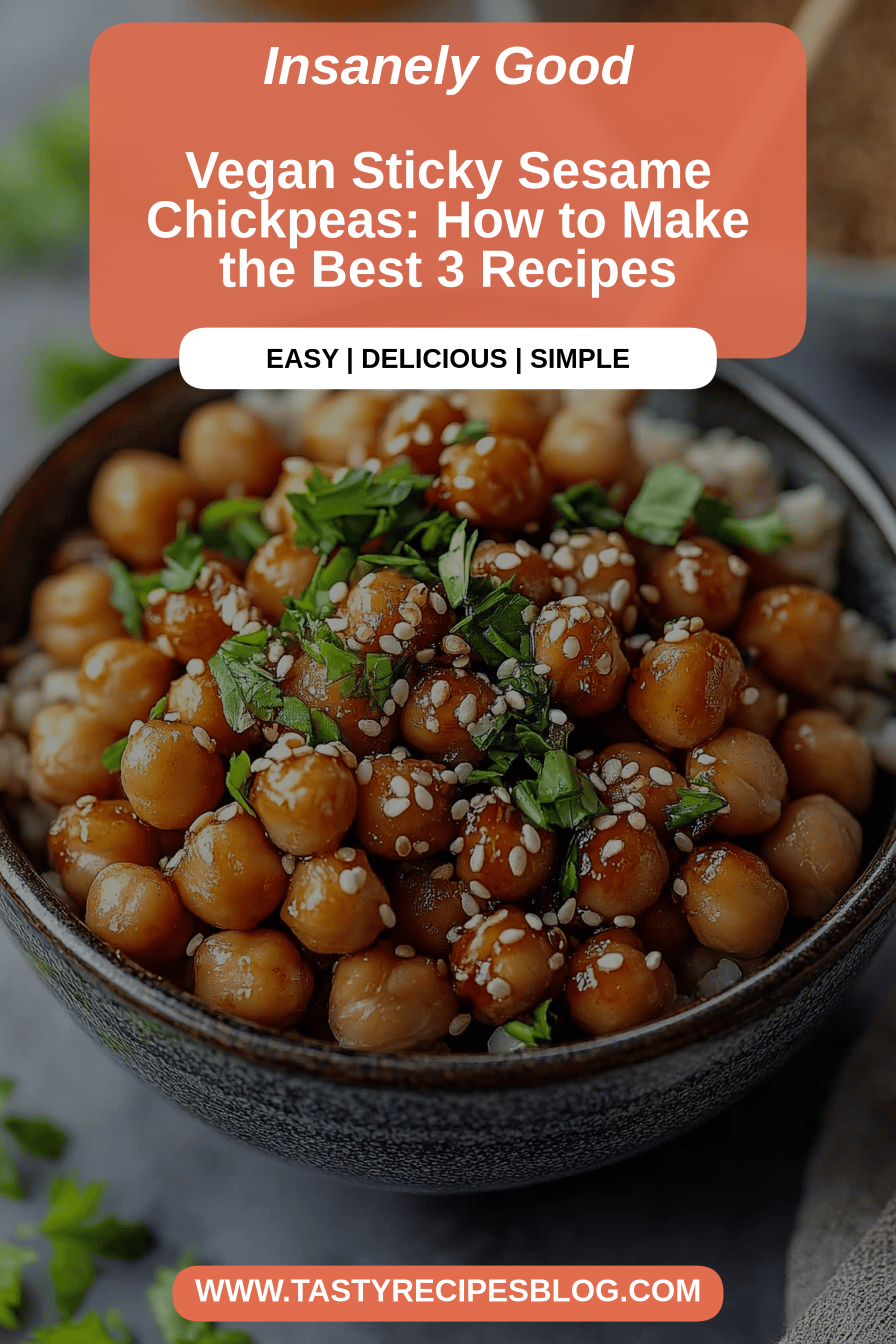 Vegan sesame chickpeas final dish beautifully presented and ready to serve
