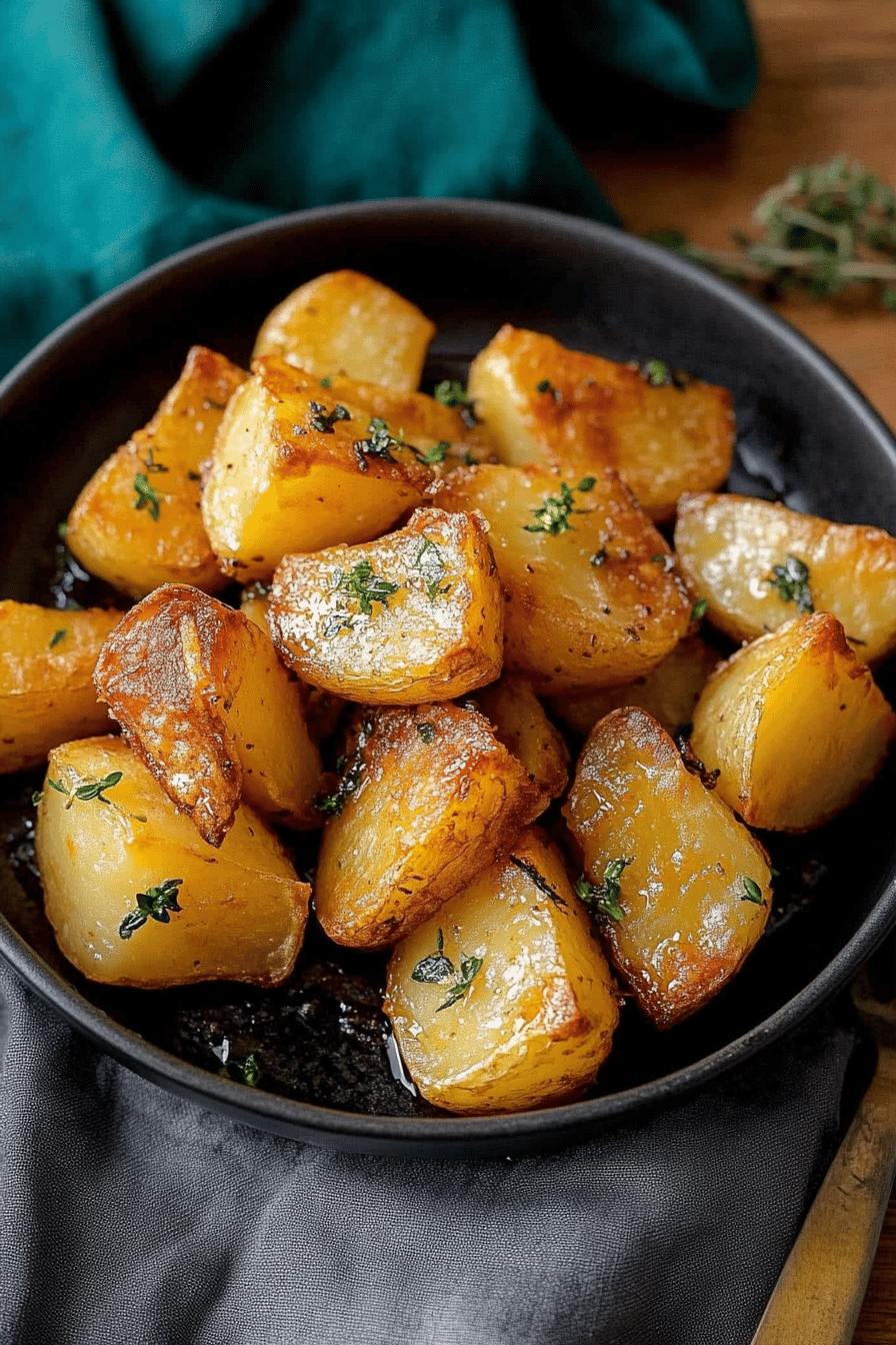air fryer roast potatoes ingredients organized and measured on kitchen counter