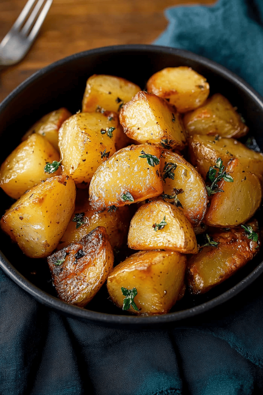 air fryer roast potatoes slice on plate showing perfect texture and swirl pattern