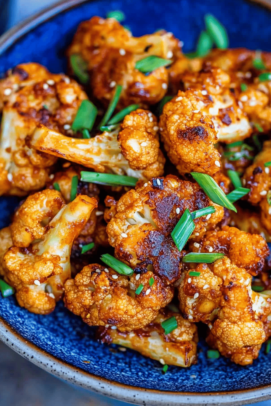 cauliflower wings slice on plate showing perfect texture and swirl pattern