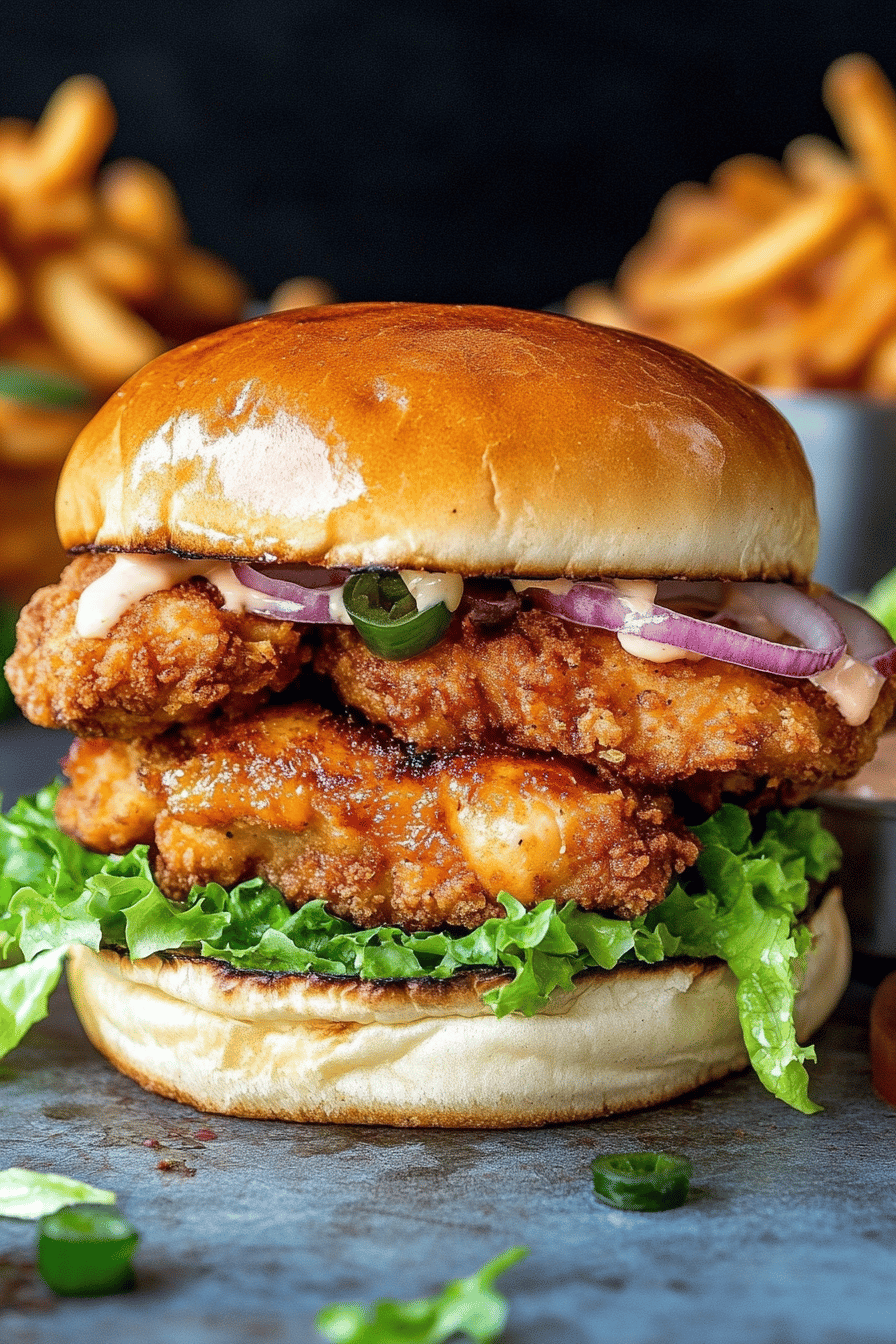 chicken burger slice on plate showing perfect texture and swirl pattern