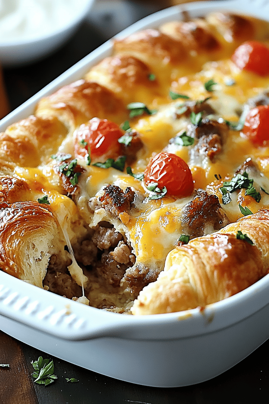 croissant breakfast casserole ingredients organized and measured on kitchen counter