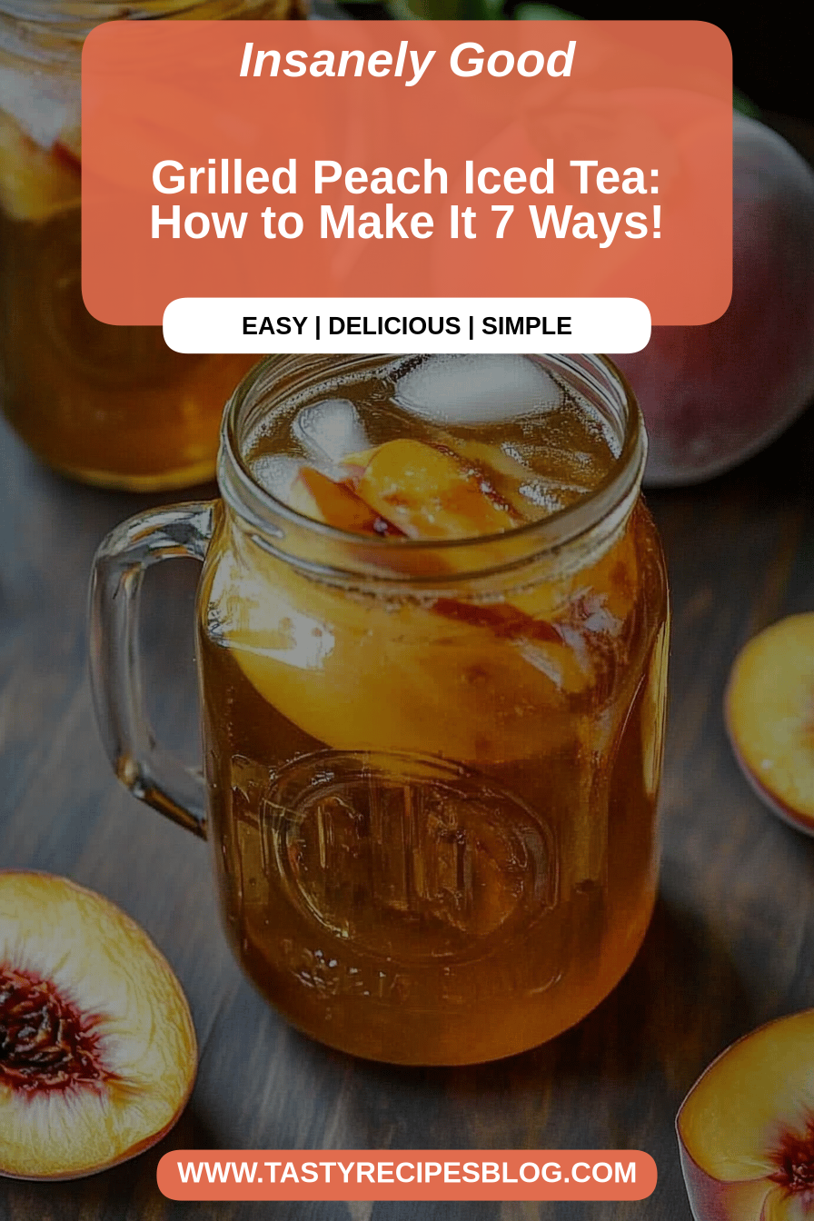 grilled peach iced tea final dish beautifully presented and ready to serve