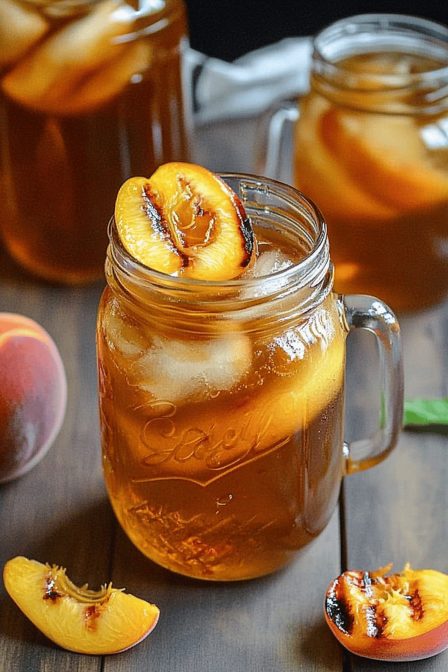 grilled peach iced tea slice on plate showing perfect texture and swirl pattern