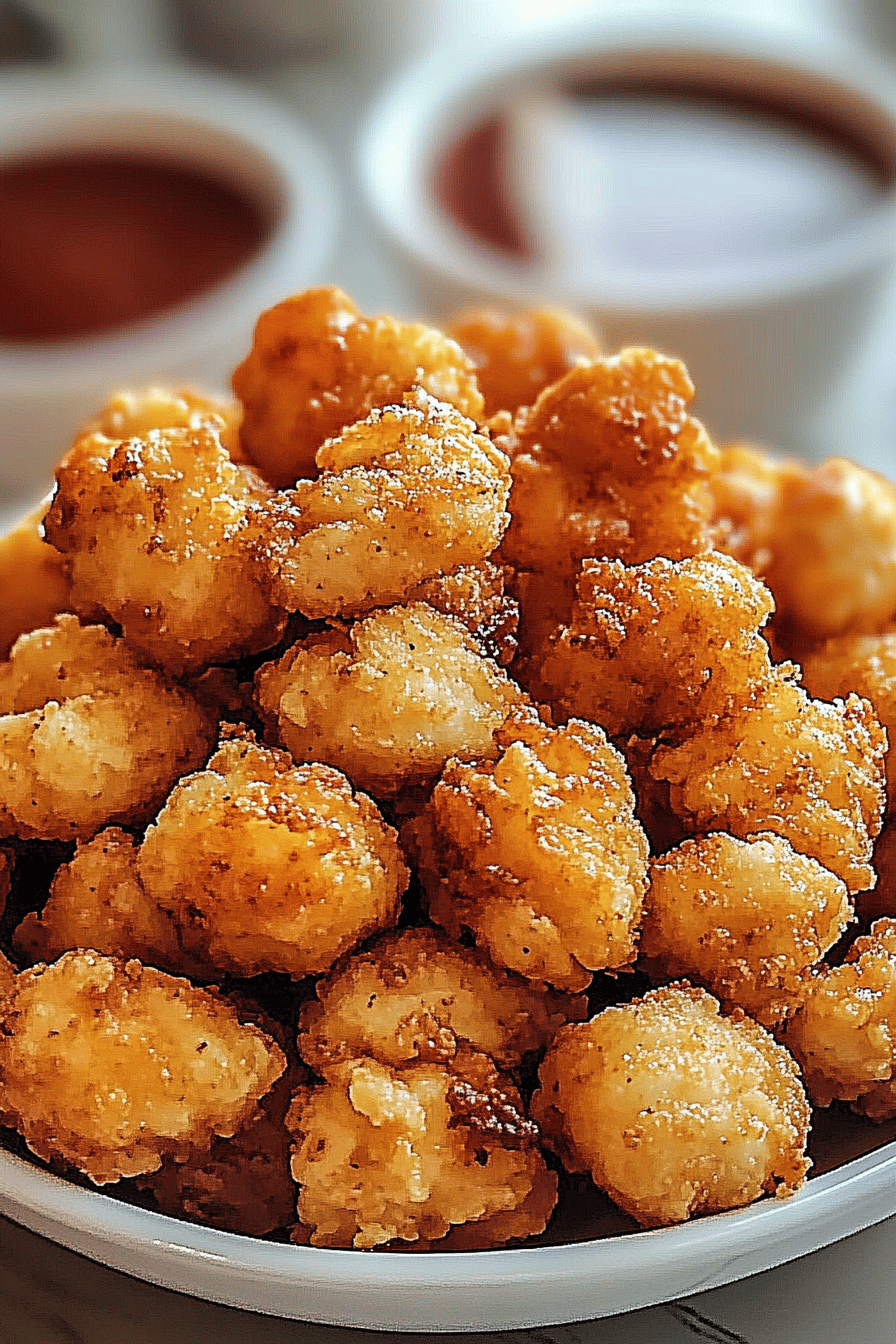 popcorn chicken recipe slice on plate showing perfect texture and swirl pattern