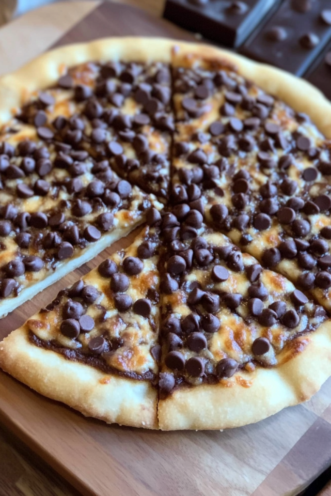 Chocolate chip dessert pizza