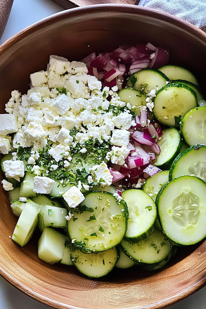 Feta cucumber salad