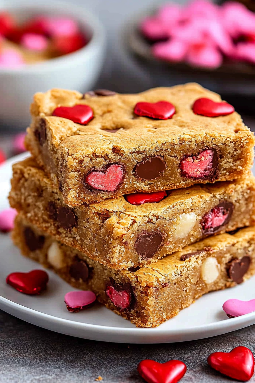 Valentine blondie bars