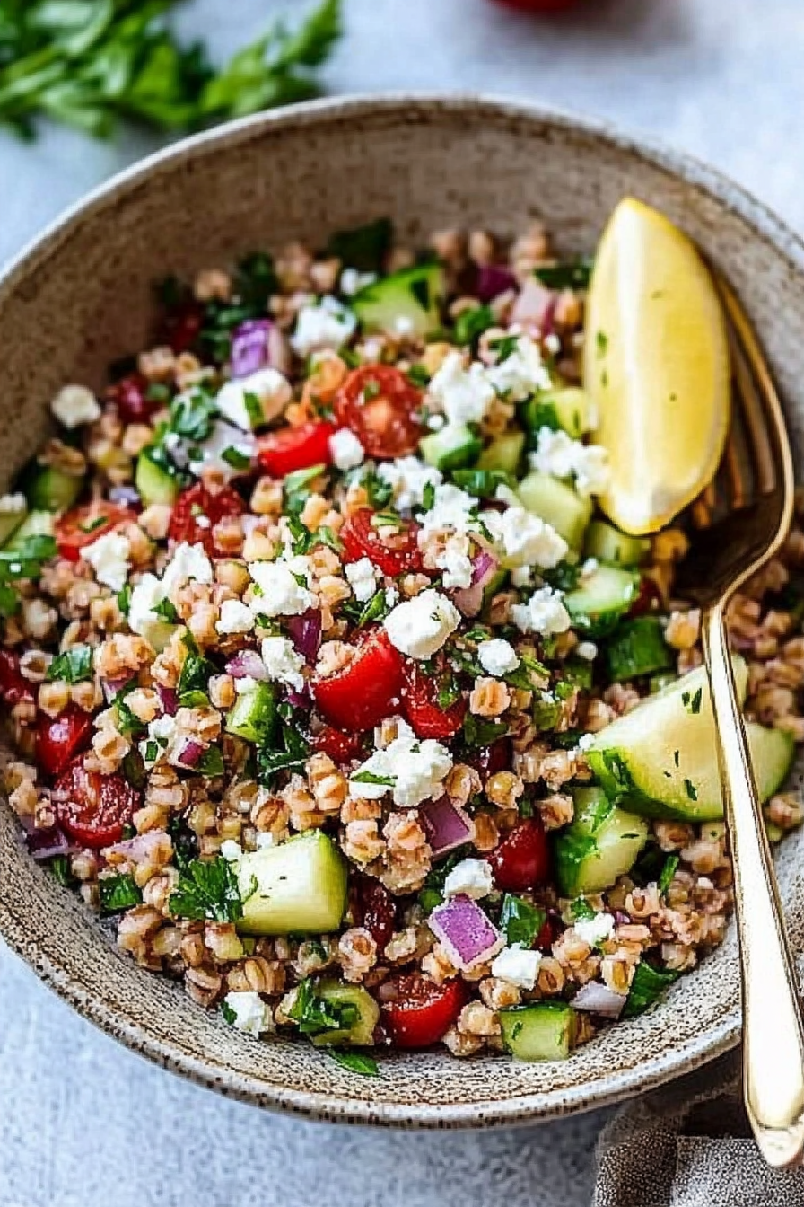 farro salad feta