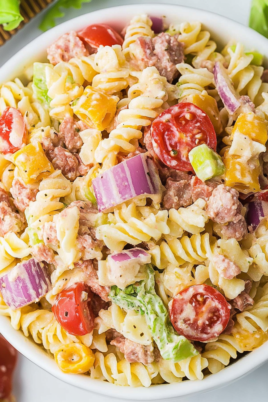 ground meat pasta salad
