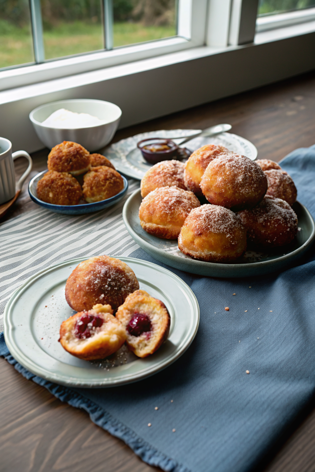 Jelly Donut Holes beautifully presented from an overhead angle