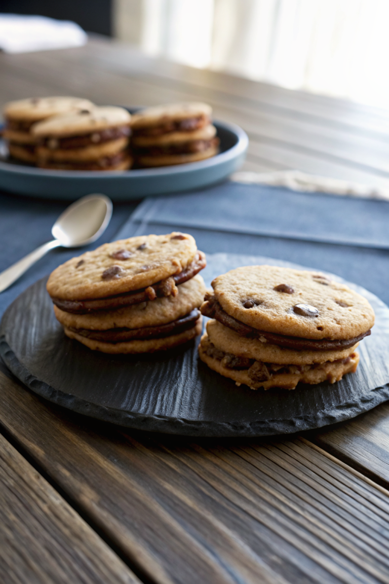 Chocolate Chip Cookie Sandwiches With Nutella Cream Cheese Filling