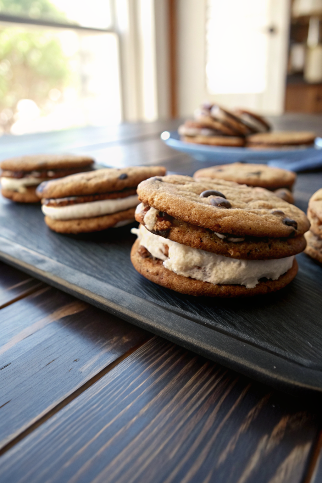 Chocolate Chip Cookie Sandwiches with Nutella Cream Cheese Filling ingredients organized and measured on kitchen counter