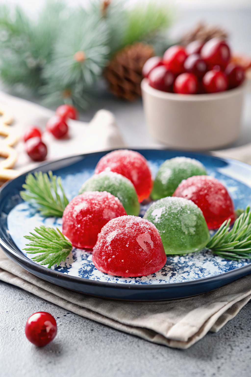 Christmas Jello Balls ingredients organized and measured on kitchen counter