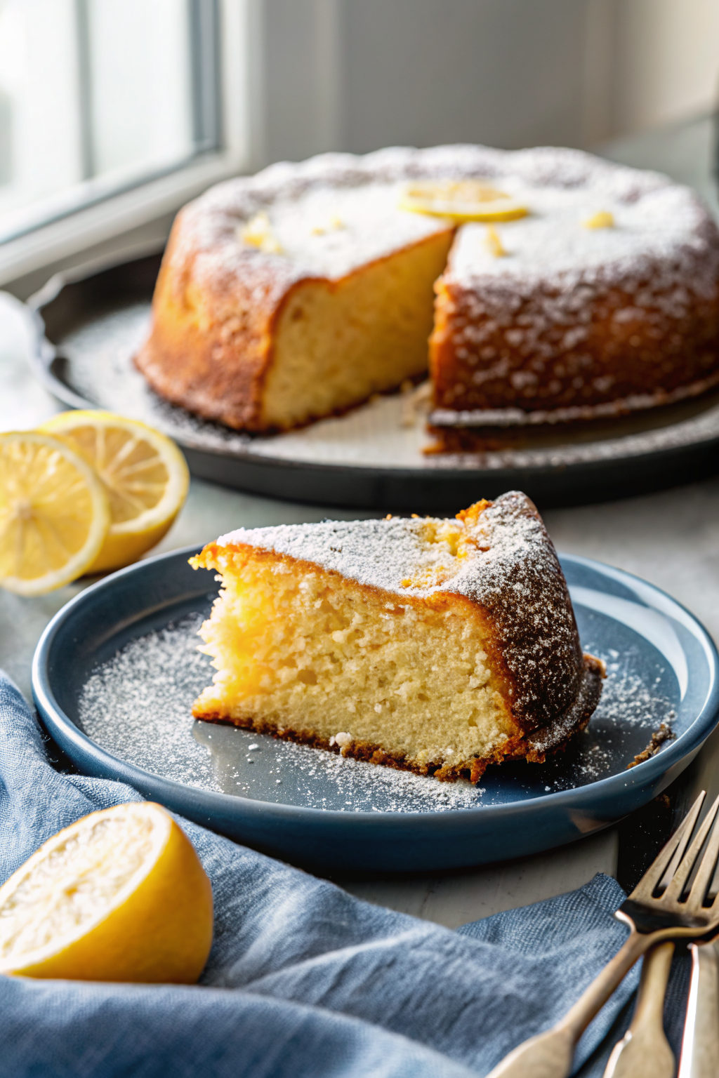 Easy Lemon Bundt Cake ingredients organized and measured on kitchen counter