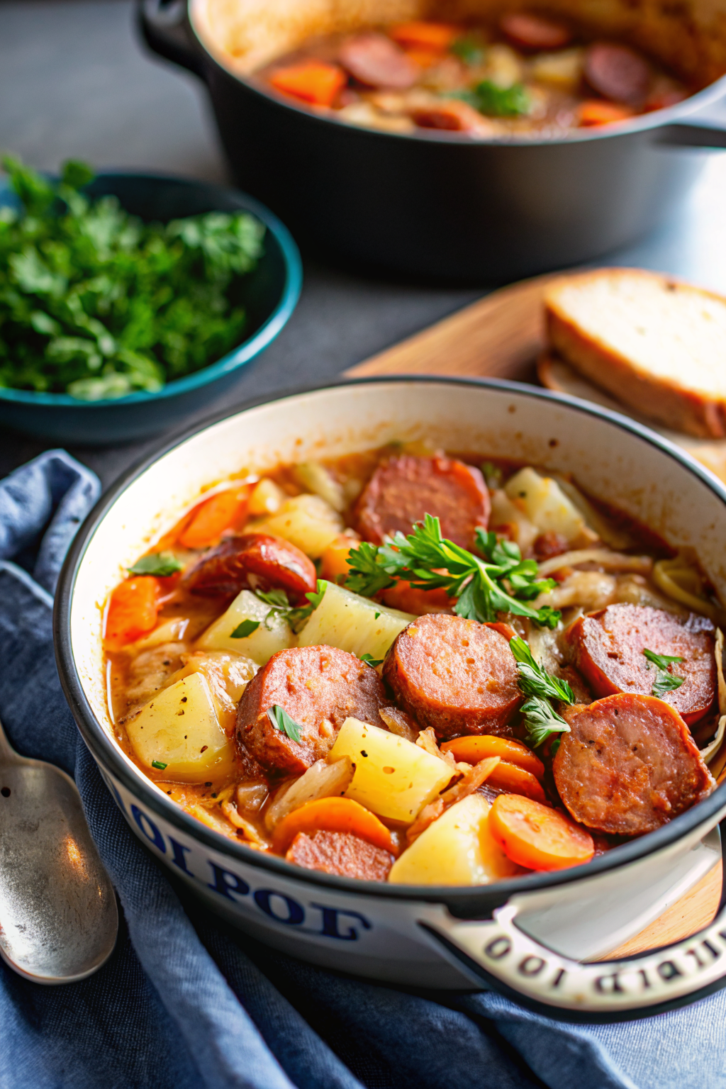 Dublin Coddle slice on plate showing perfect texture and swirl pattern