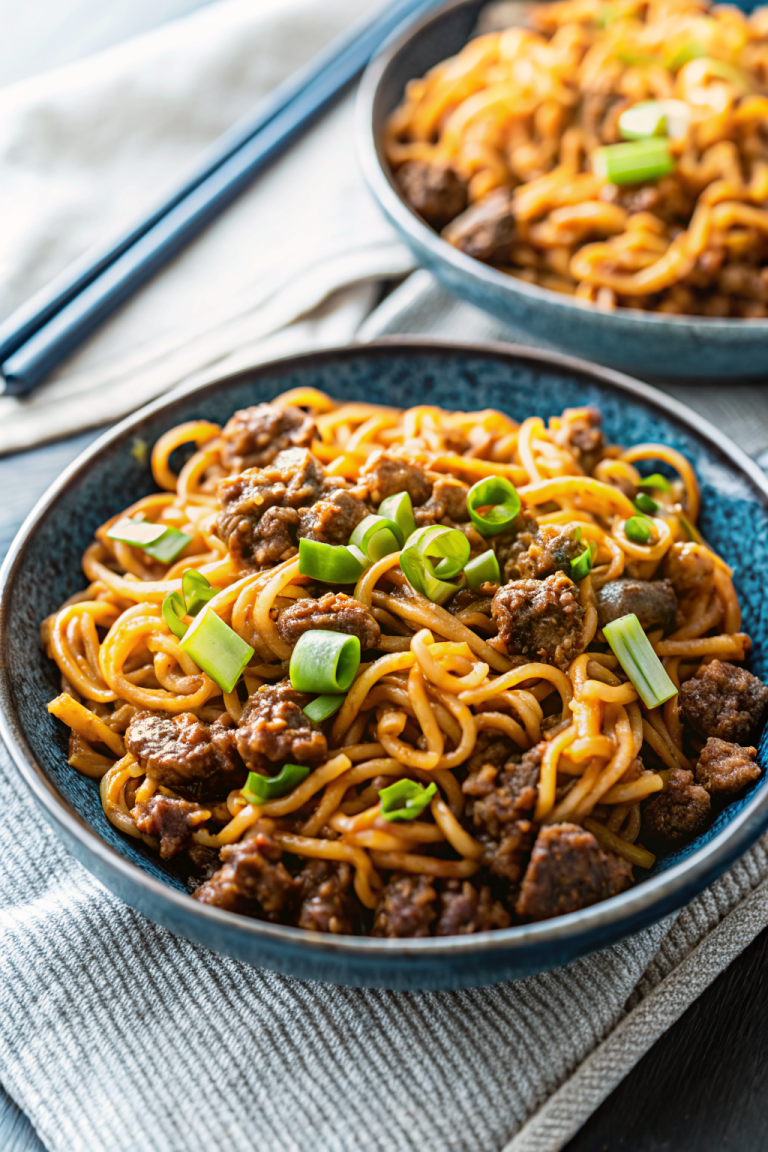 One Pot Ground Beef Ramen Noodles