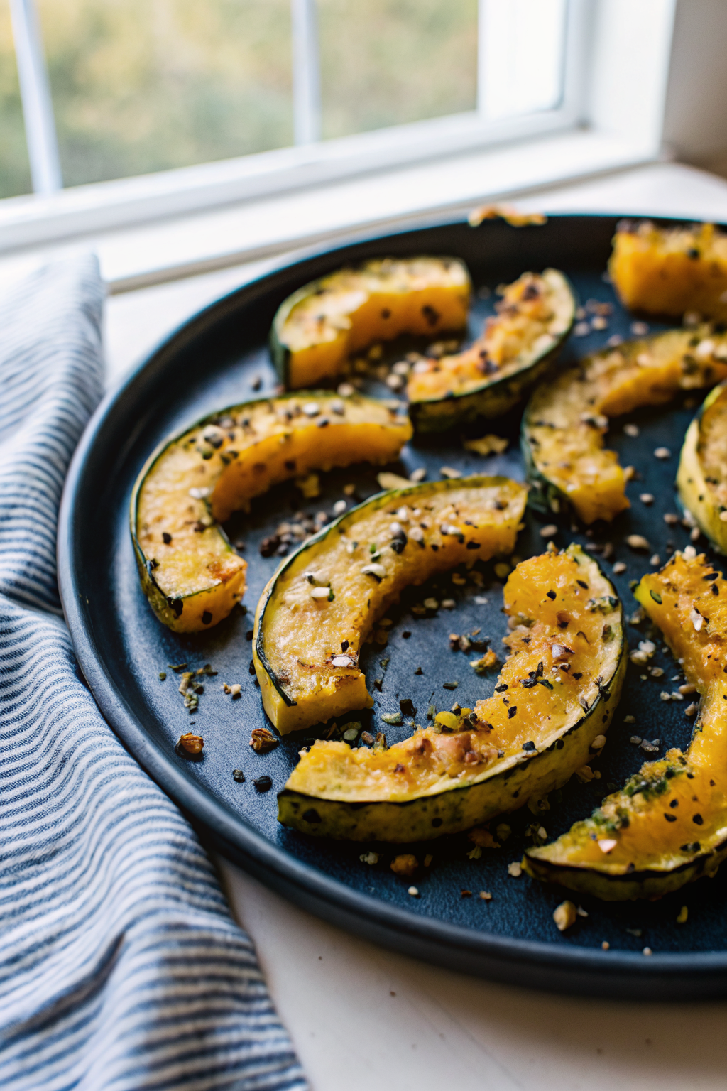 Parmesan Crusted Delicata Squash ingredients organized and measured on kitchen counter