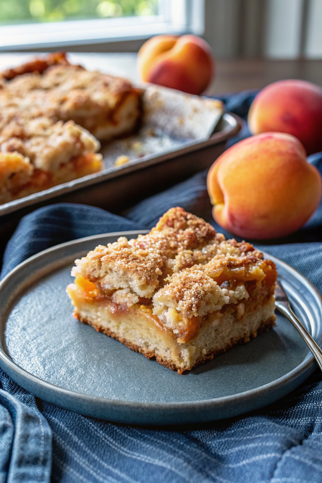 Peach Coffee Cake ingredients organized and measured on kitchen counter