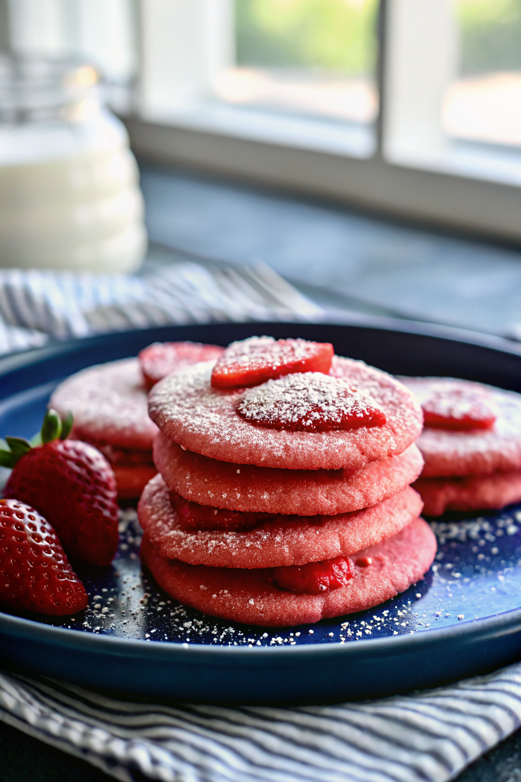 Red Velvet Sugar Cookies ingredients organized and measured on kitchen counter