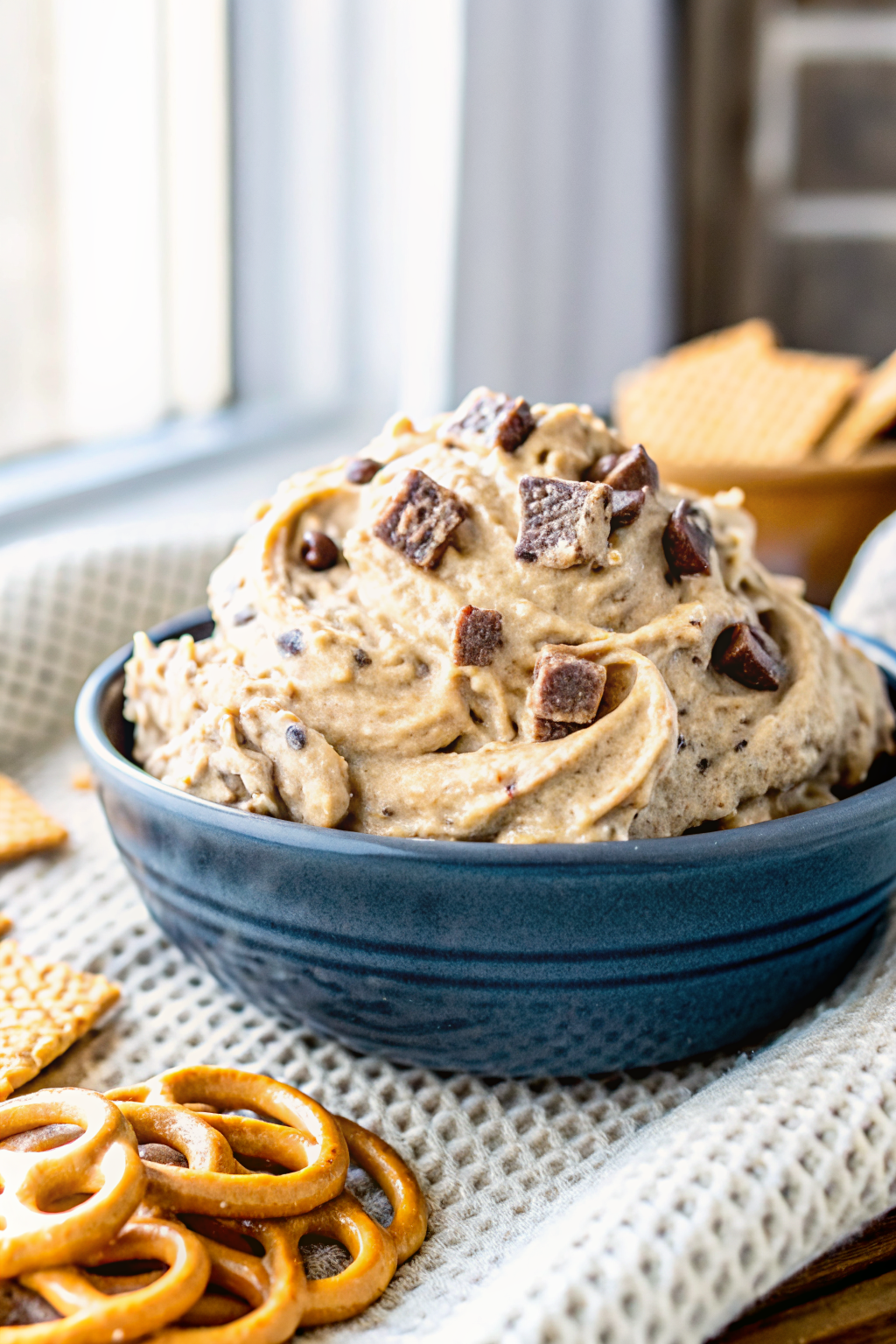 Reese's Peanut Butter Cookie Dough Dip slice on plate showing perfect texture and swirl pattern
