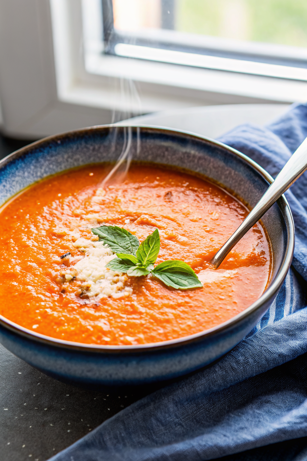 Roasted Red Pepper Soup ingredients organized and measured on kitchen counter